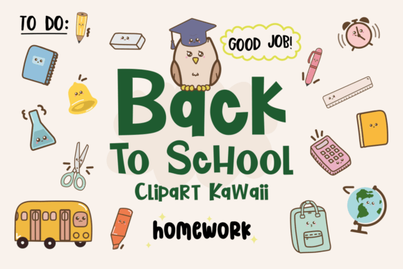 Back to School Clipart Kawaii Set: Crafts & Kits for Creative Design