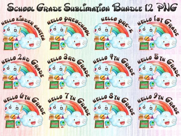 School Grade Sublimation Bundle 12 PNG