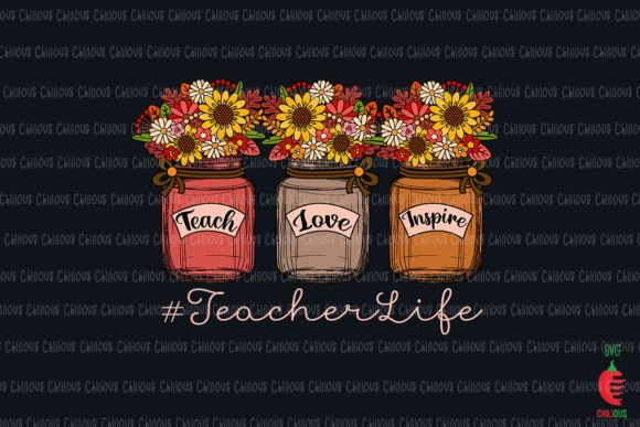 Teach Love Inspire Bottles Flower Graphics & Crafts