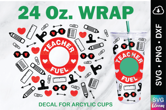 Teacher Fuel 24oz Arcylic Wrap Tumbler