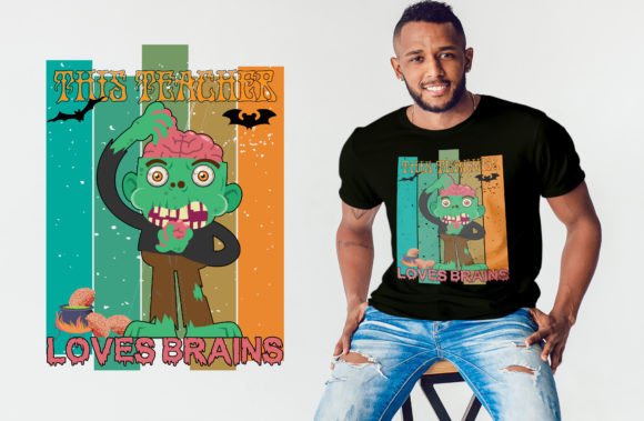 This Teacher Loves Brains - T-shirt Graphics